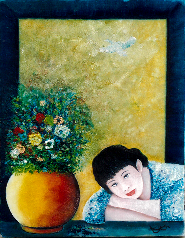 Girl looking flower/花を見つめている女性　1987